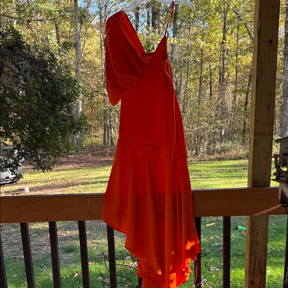 Elegant High-Low Orange Dress